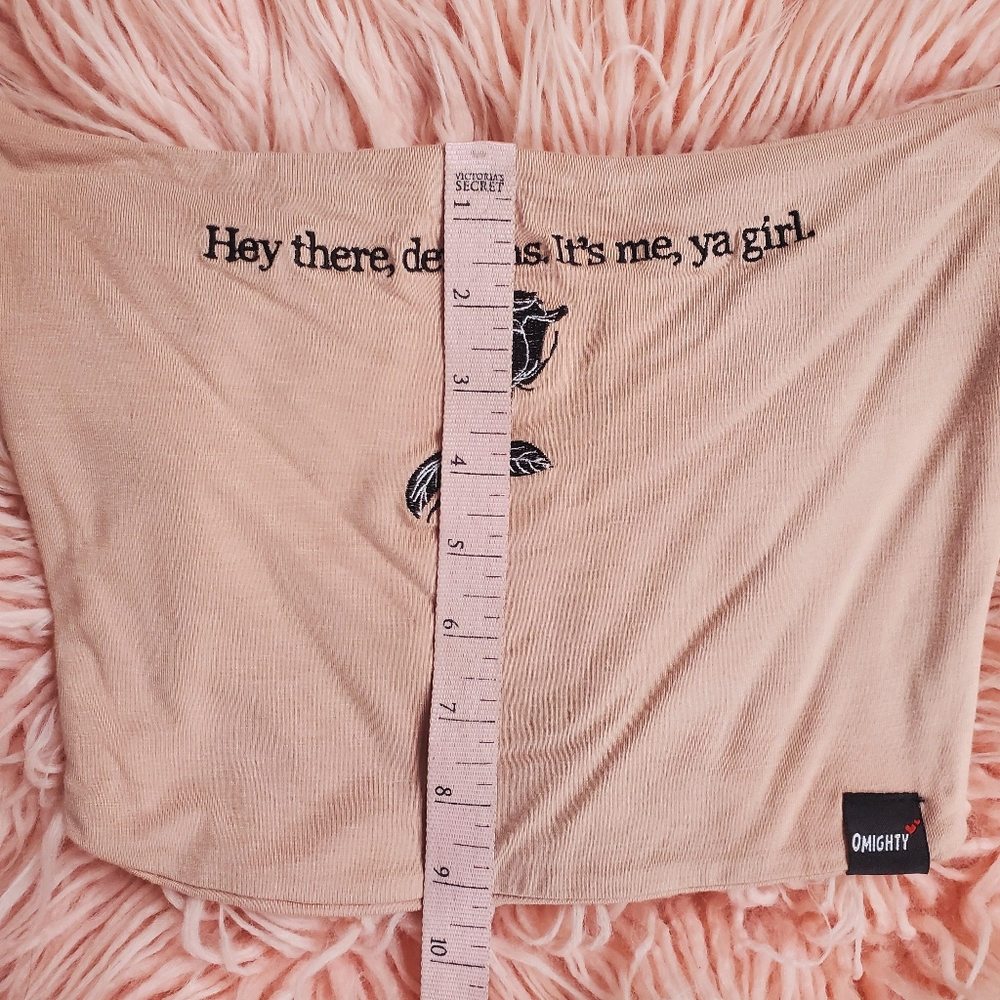 OMIGHTY Nude Off The Shoulder "Hey There Demons, It's Me" Long Sleeve Crop Top - Picture 6 of 10